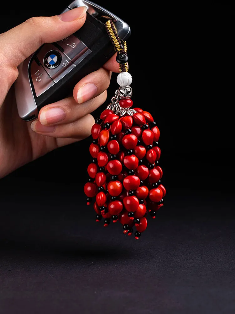 Pufang Car Keychain Pendant Men's High-end Bodhi Acacia Beans, Red Beans, Natal Year Pendant, Key Chain Women's Gift