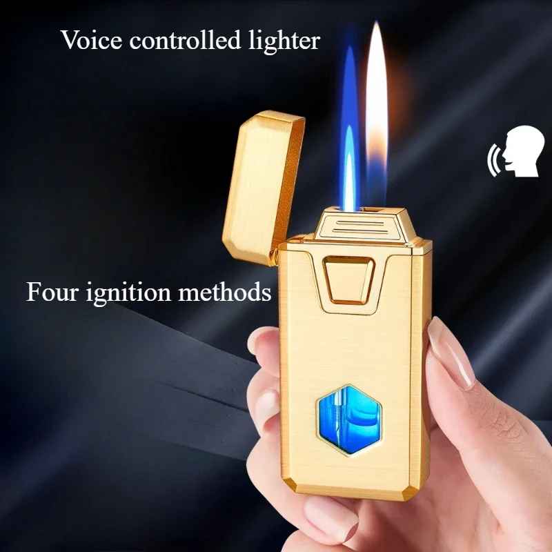 

Новая зажигалка со звуковой активацией и умным датчиком, зажигалка с двойным пожарным выключателем, черная технология воспламенителя, металлическая ветрозащитная сигара