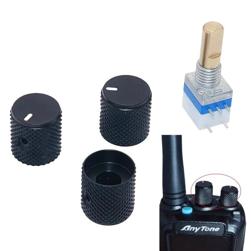 4pcs Solid Aluminum Alloy Walkie Talkie Volume Switch Modification Knobs 11.4X 12mm Inner Hole 4.8mm Modification Caps