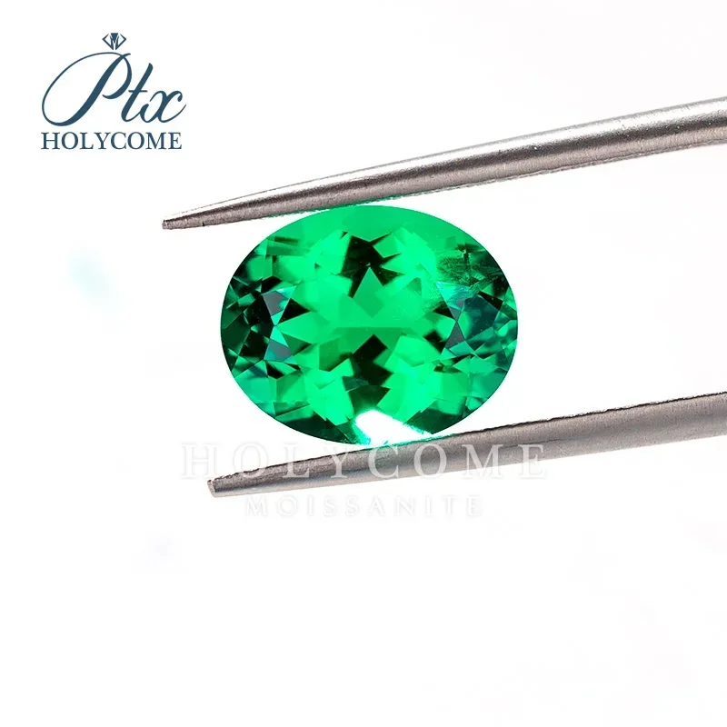 Holycome Brilliant Green Oval Cut Hot Sale Lab Grown Emerald Loose Moissanite VVS1 AGL Certificated Diamond Beads Factory Supply