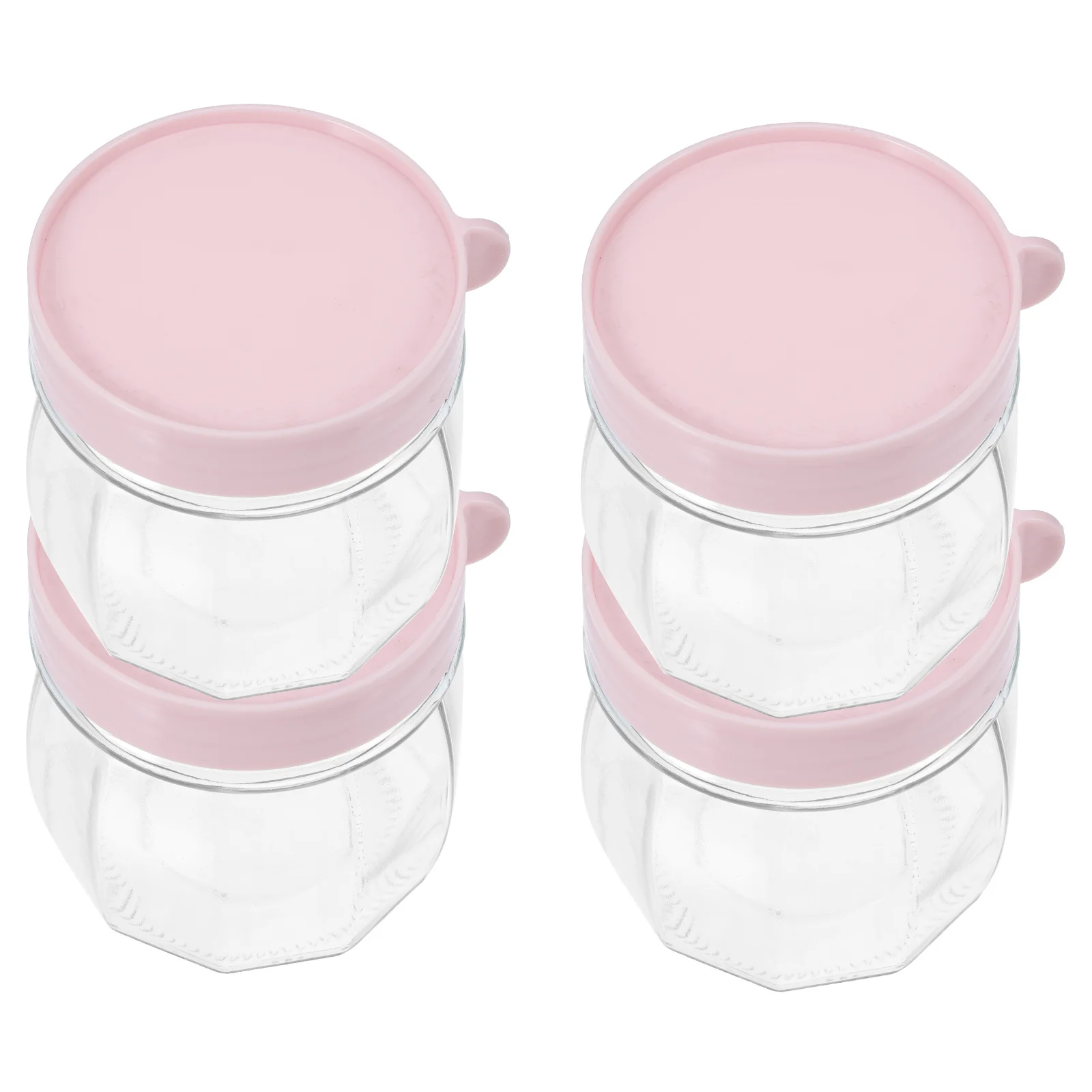 

4Pcs Glass Storage Jars Plastic Lid Airtight Containers Snack Candy Grain Nut Storage Jars with Lids Glass Jar with Lid