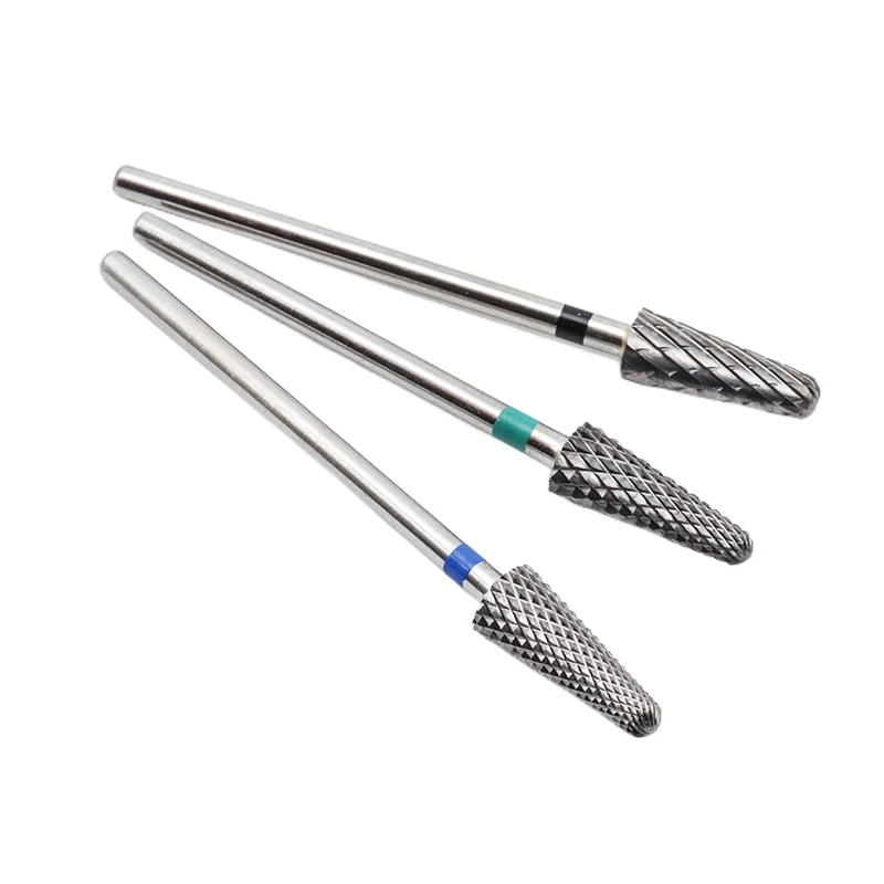 Punta da trapano per unghie in metallo duro conico da 5 mm 3/32 "Fresa per manicure Punte per unghie con fresa rotativa Accessori per trapano elettrico Strumento