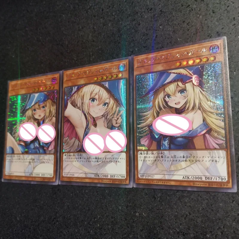 Yu-Gi-Oh! 3-sheet Flash Card Black Magician Girl Cute and Beautiful Diy Pser Action Toy Figures Anime Game Collection Gifts