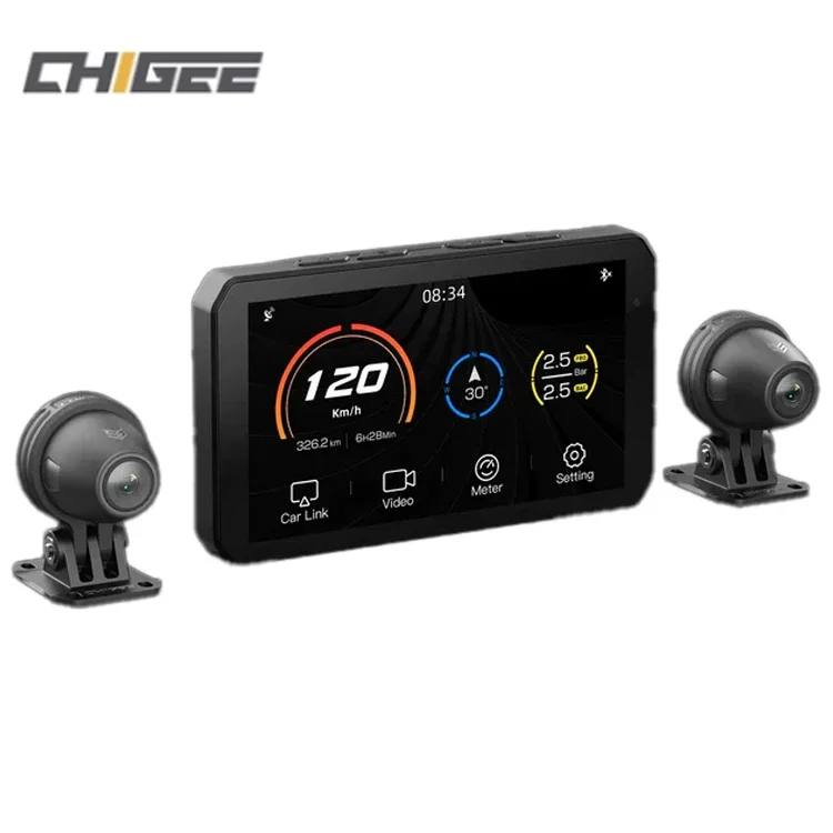 CHIGEE AIO-5Lite Tire Pressure Monitoring Front Carplay Auto Small Dashboard Camera For Motorcycle