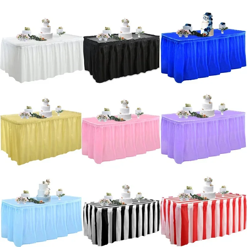 Disposable rectangle tablecloth Waterproof oilproof plastic table cover Party wedding dessert table skirt Birthday party Decor