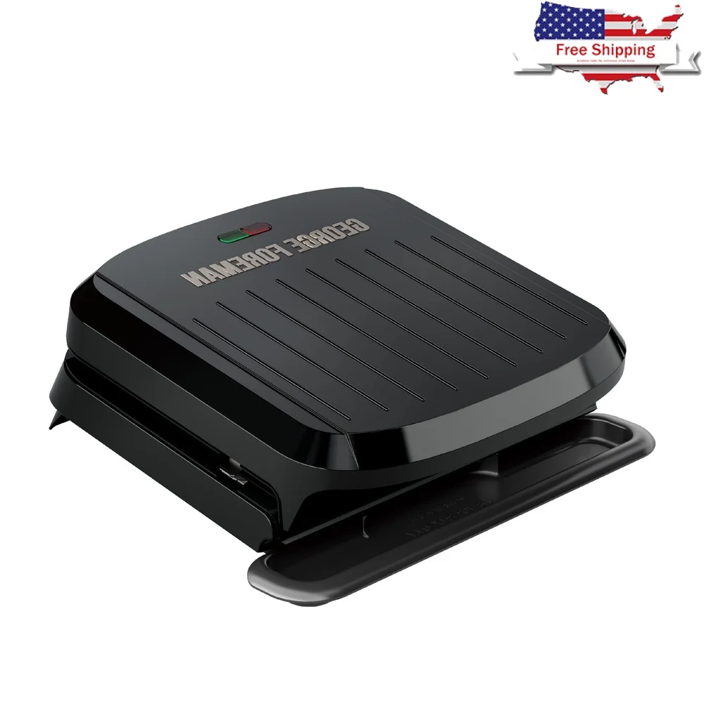4 Serving Non Stick Grill Panini Maker Removable Dishwasher Safe Plates Easy Clean Durable Plastic Housing Embedded Heating