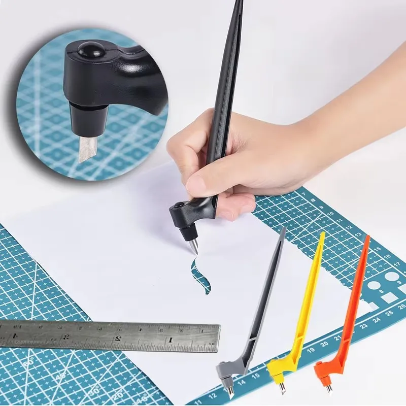 1/2Set 360 Steel Rotating Blade DIY Art Cutting Tool Craft Cutting Knife Safety Cutter Paper Knife with 3pcs Blades Cutting Pen