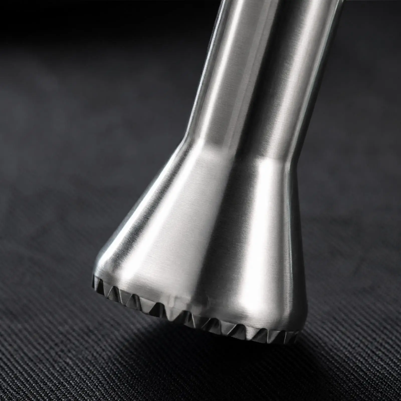 Polished Steel Industrial Masher for Beverage Making Textured Head Muddler for Lemonade Smoothie and Creative Cocktail Mixing