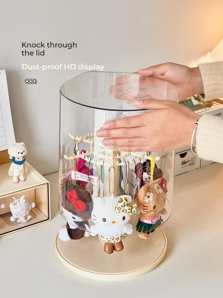 Labubu Rotating Display Stand Rubber Doll Charms Storage Box Trendy Blind Box Toys Toy Display Case for Collectibles