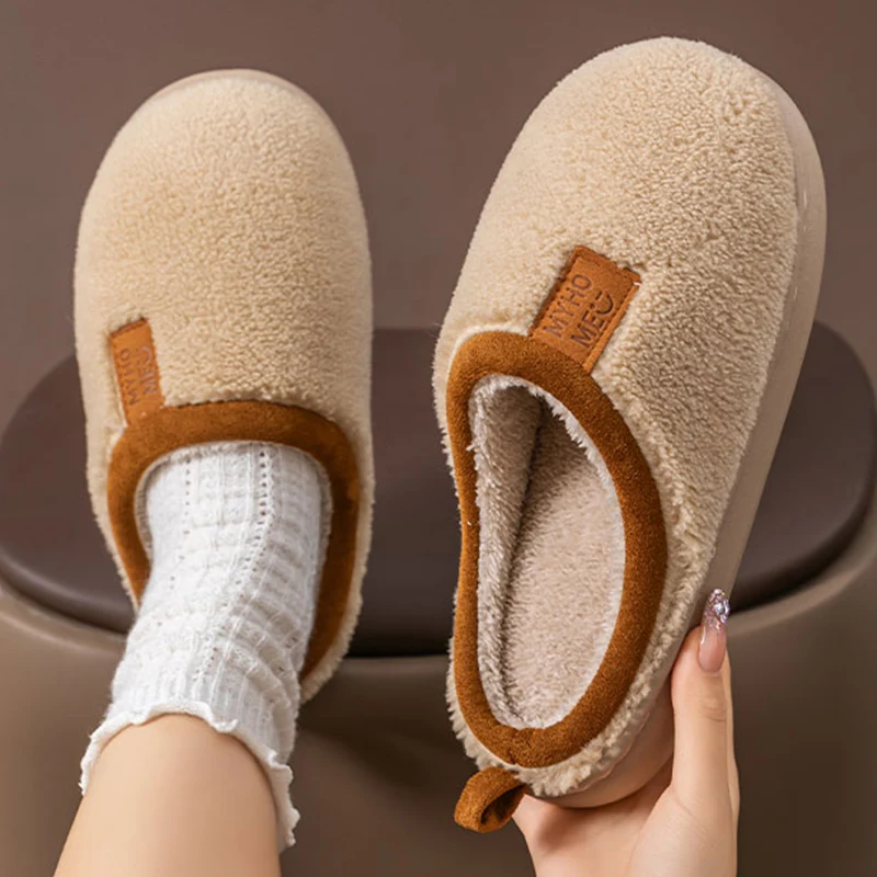 

Нескользящие меховые тапочки на мягкой подошве, женские зимние домашние теплые хлопковые шлепанцы из искусственного меха, женские легкие хлопковые тапочки с закрытым носком