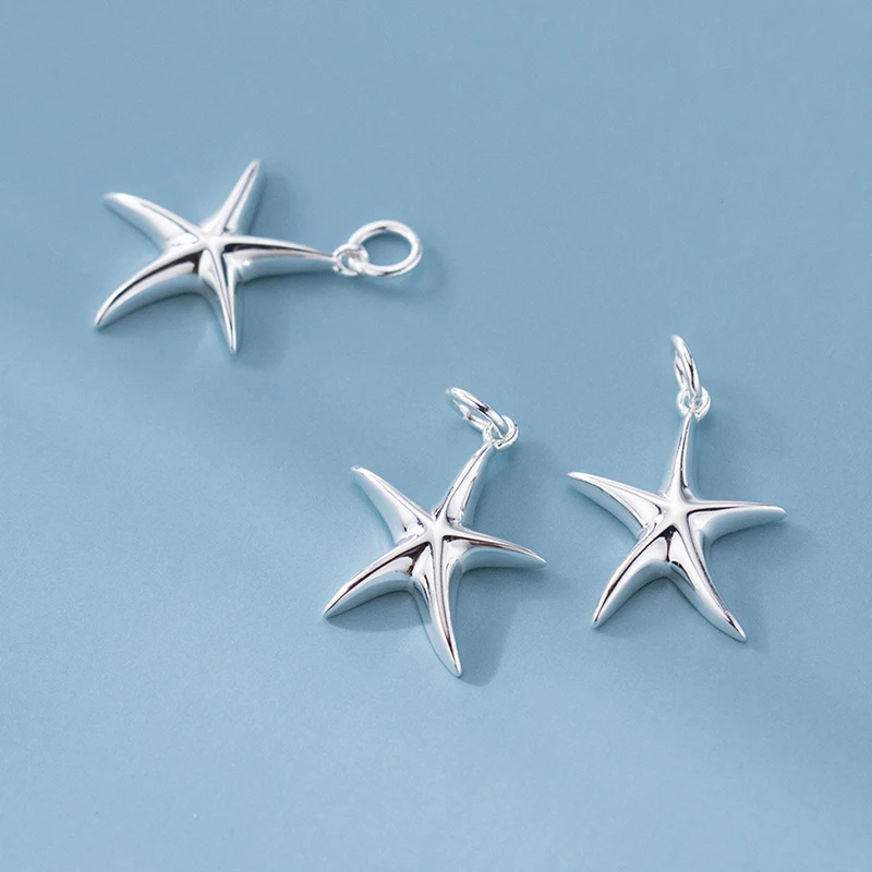 

1pc/Lot 925 Sterling Silver Pretty Starfish Necklace Charms 17.5x14.5mm Fancy Silver Pendants DIY Earrings Bracelets Jewelry