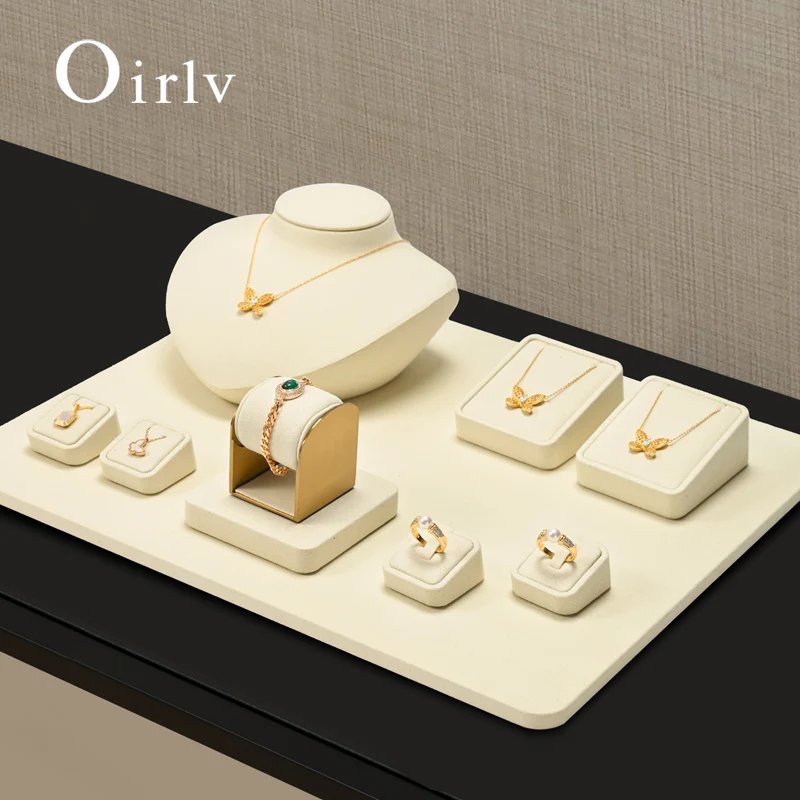 

Oirlv бежевый реквизит для демонстрации ювелирных изделий из микрофибры, кольца для демонстрации ювелирных изделий, подвеска, держатель для браслета, подставка для ожерелья, подставка для ювелирных изделий