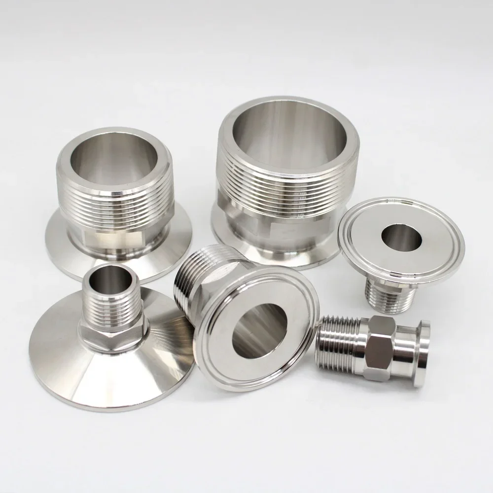 304/316l stainless steel hexagonal quick-install outer wire joint sanitary clamp type quick-connect chuck outer tooth pipe fitti