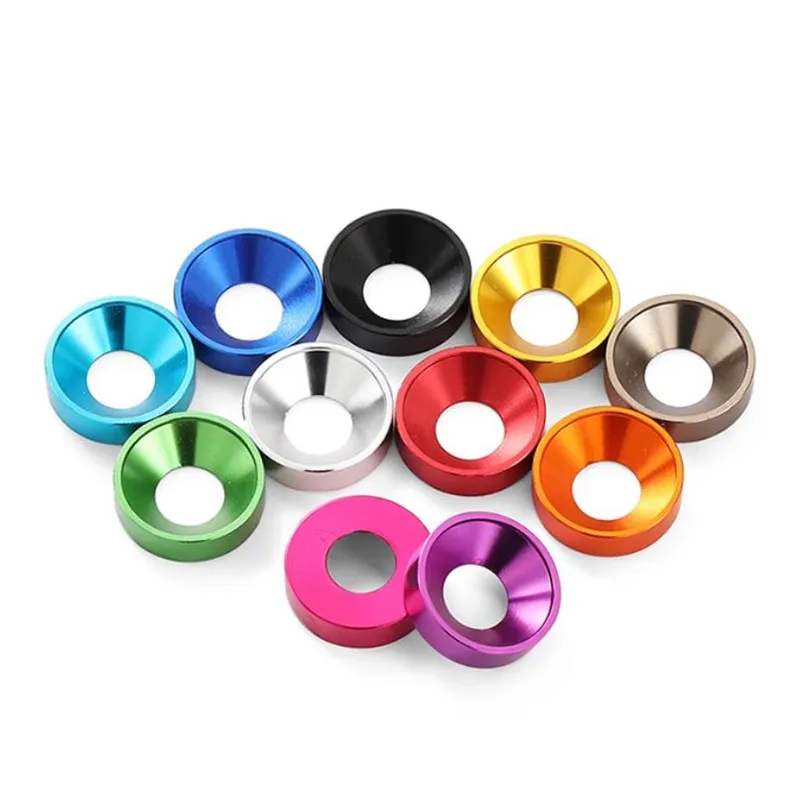 10pcs aluminum flat washer M2 M2.5 M3 M4 M5 M6 M8 colourful anodized Aluminum countersunk head washer Gasket for Screws Bolts