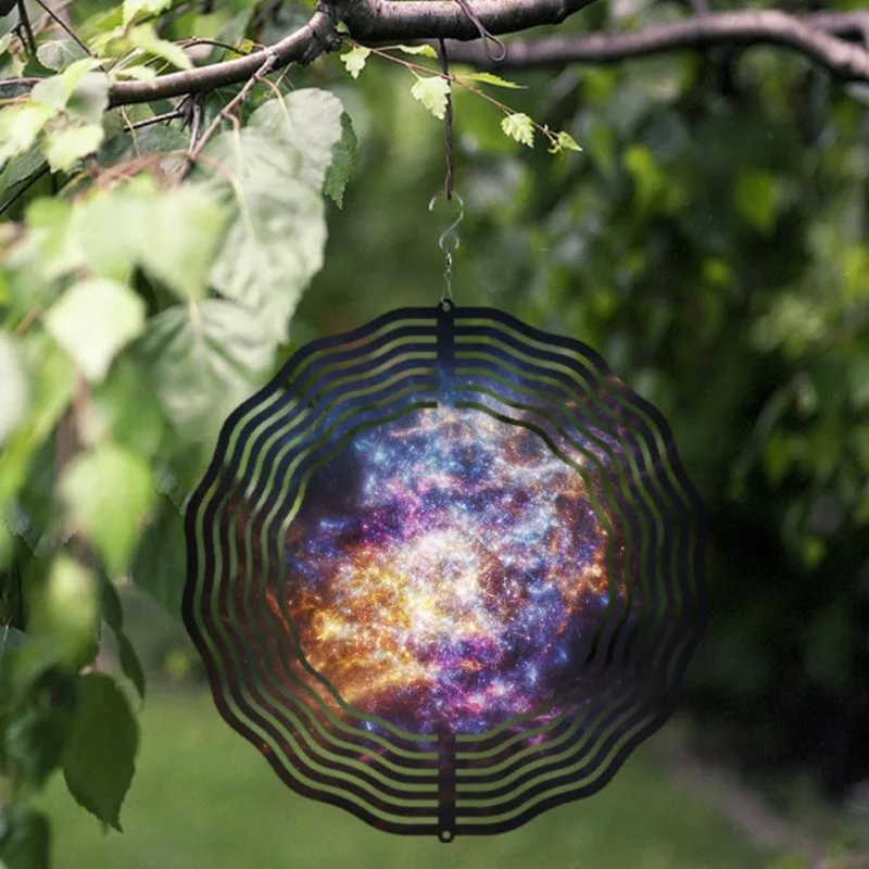 CIFBUY Metal Wind Chime Galaxy Design 360 Degree Hanging Hook Outdoor Garden Decor Patio Yard Ornament Art
