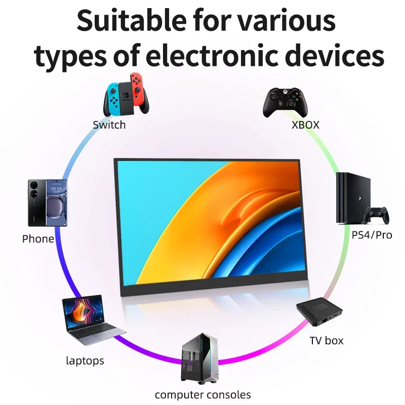 14.1 Inch Touch Screen Portable Monitor 100%sRGB 400cd/m2 Gaming Computer Expand Display For XBox PS4/ 5 Switch Loptop