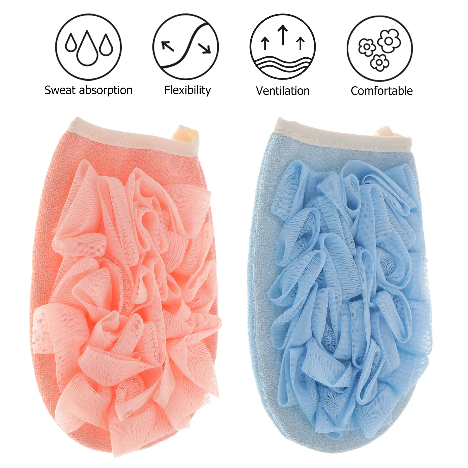 2 قطعة قفاز حمام الغسيل على الوجهين التقشير ميت للجسم إزالة الجلد الميت قفازات الاستحمام حمام ميت التقشير قفاز #4