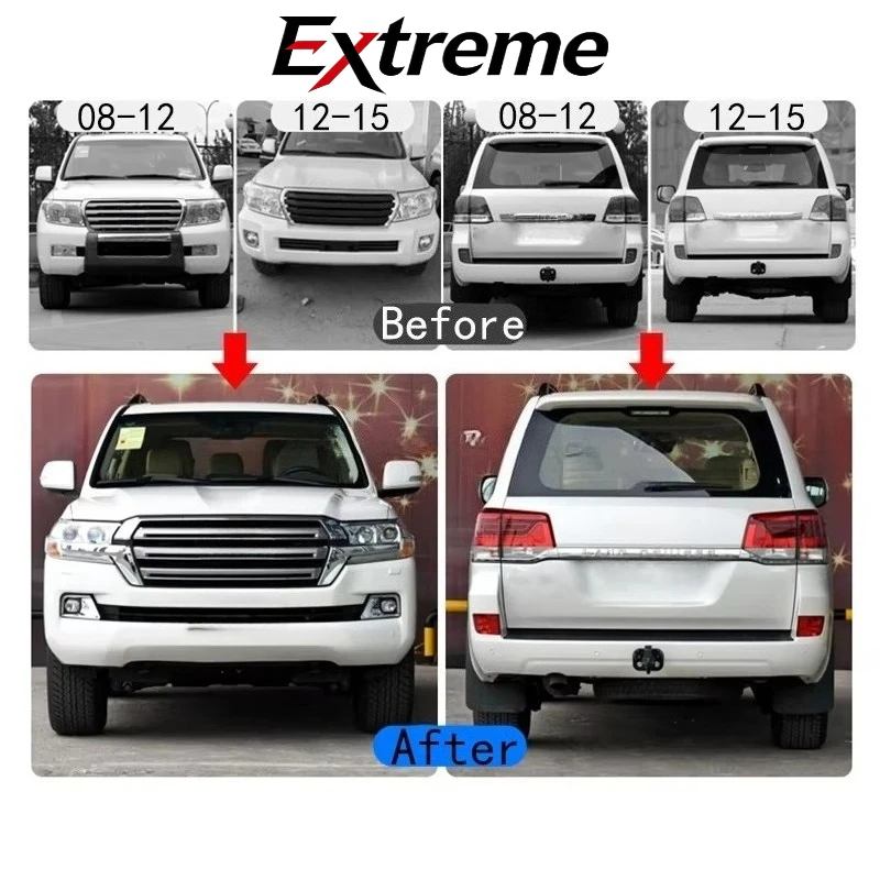 Automotive Body Kit for Toyota Land Cruiser LC200 FJ200 2008-2015 Upgrade to 2016-2020 Model Car Bumpers