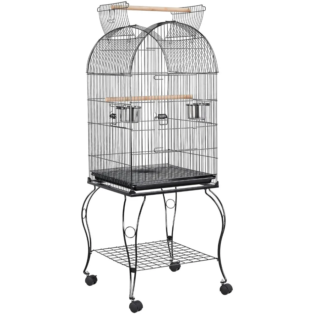 

59-inch Dome Open Top Large Medium Parrot Bird Cage On Stand for Sun Parakeets Conures Quaker Parrot Rolling Cockatiel