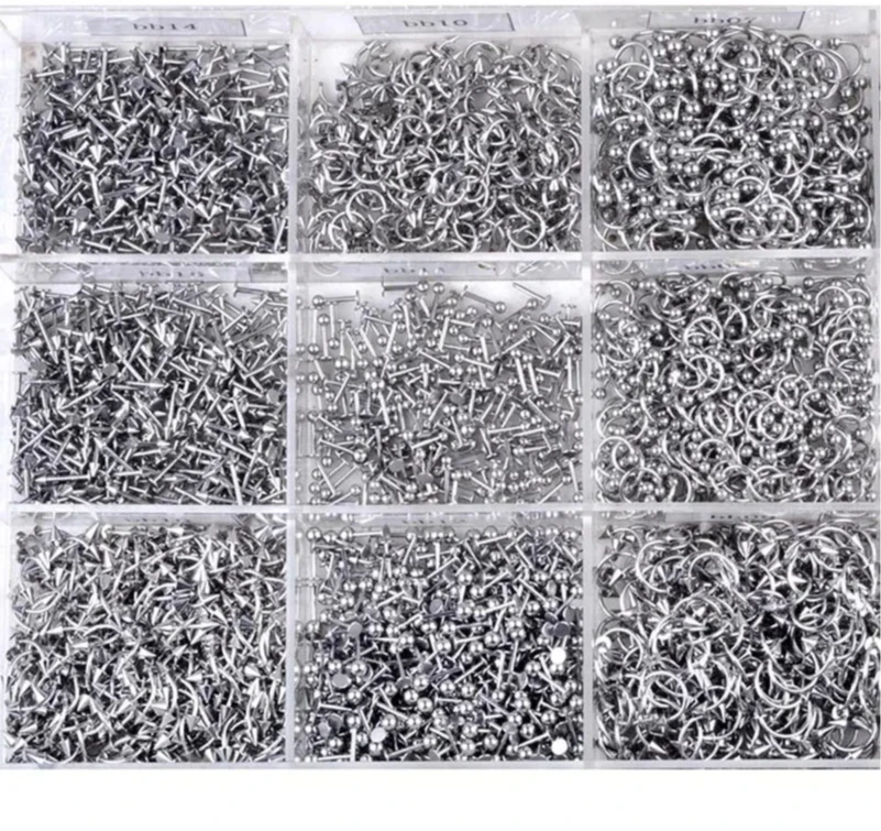 45/90Pcs Mixed Styles Stainless Steel Eyebrow Navel Belly Lip Tongue Nose Piercing Bar Ring Labret Barbell Tunnel Body Jewelry