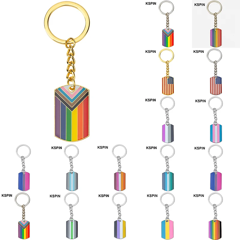 Progreso transgénero Arco Iris Orgullo pansexual Genderqueer orgullo Asexual llavero de Metal llavero para joyería de mujer