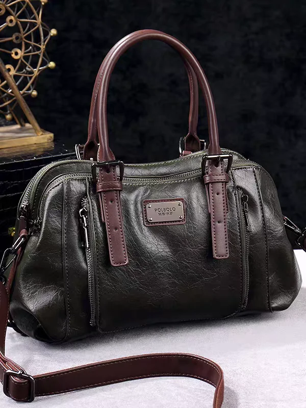 

2026 New Large-Capacity Bag, Retro Fashion Shoulder Crossbody Handbag, Multi-Compartment Bag, First-Layer Cowhide with a High-End Feel