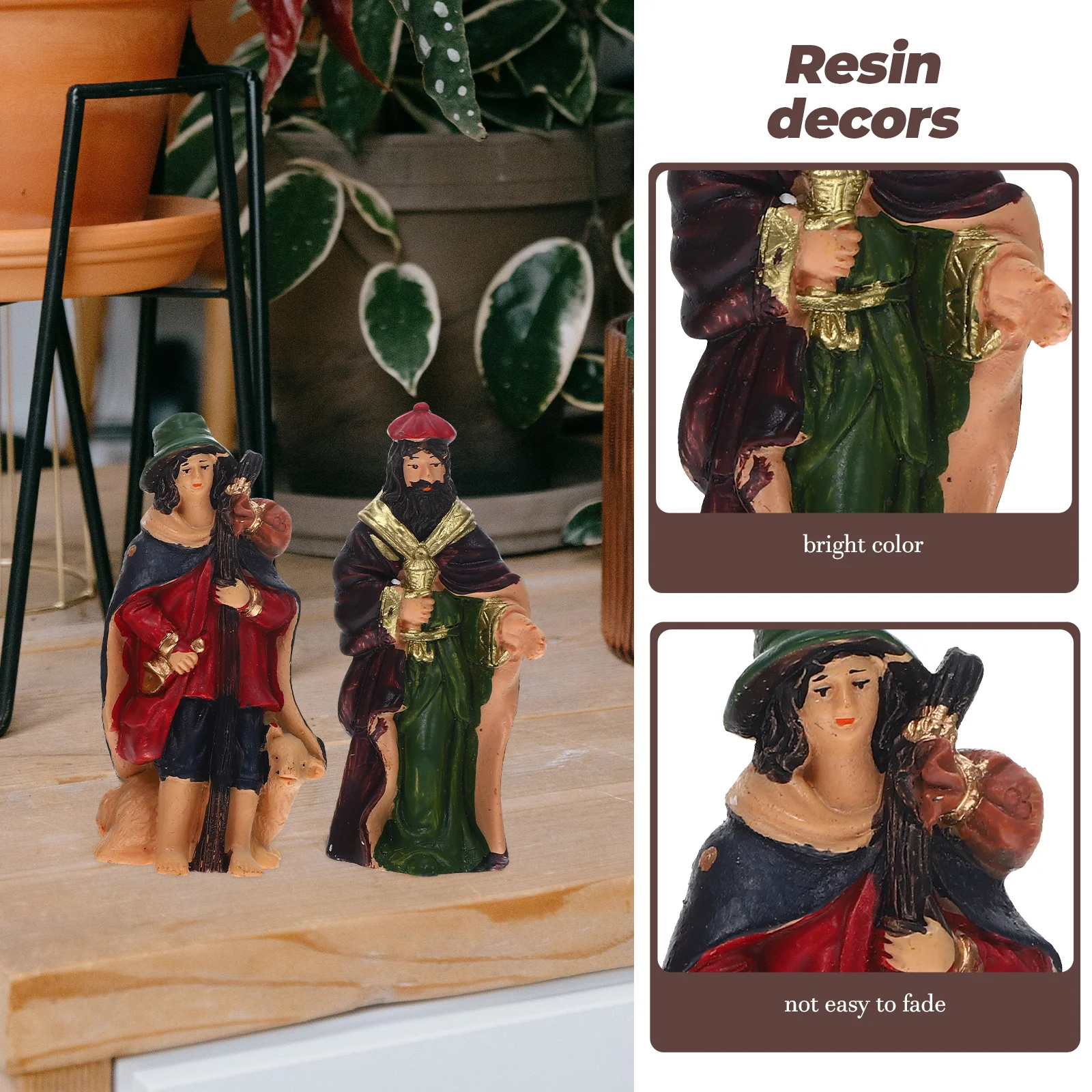 

1 Set Jesus Nativity Ornament Resin Christmas Decor Tabletop Scene Figurines Birth Of Jesus Sculptures Household Religious Decor