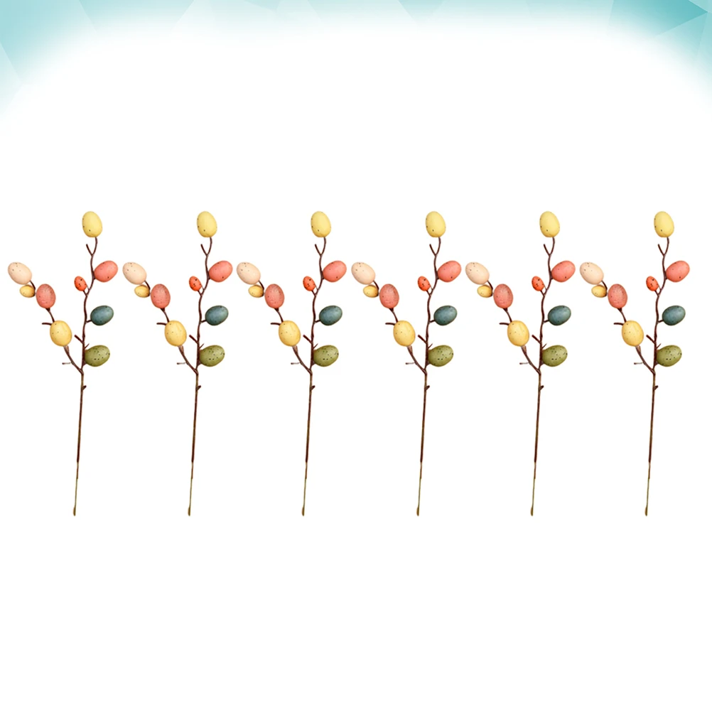 Decoraciones de Huevos de Pascua de 6 Ramas, Decoración Duradera y Creativa para Arreglos Florales, Adorno de Pascua para el Hogar y la Sala de Estar