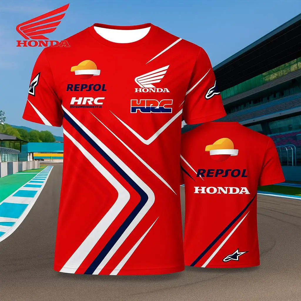 

Мужская футболка Honda Racing Team Sports, быстросохнущий удобный трикотаж, дышащий топ с короткими рукавами для верховой езды и занятий спортом на открытом воздухе
