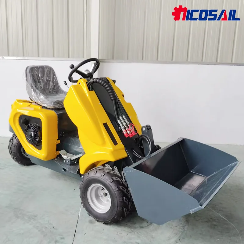 Nicosail 3 Wheel Mini Skid Steer Loader CE Euro 5 Certified for Narrow Access Material Handling and Site Cleanup