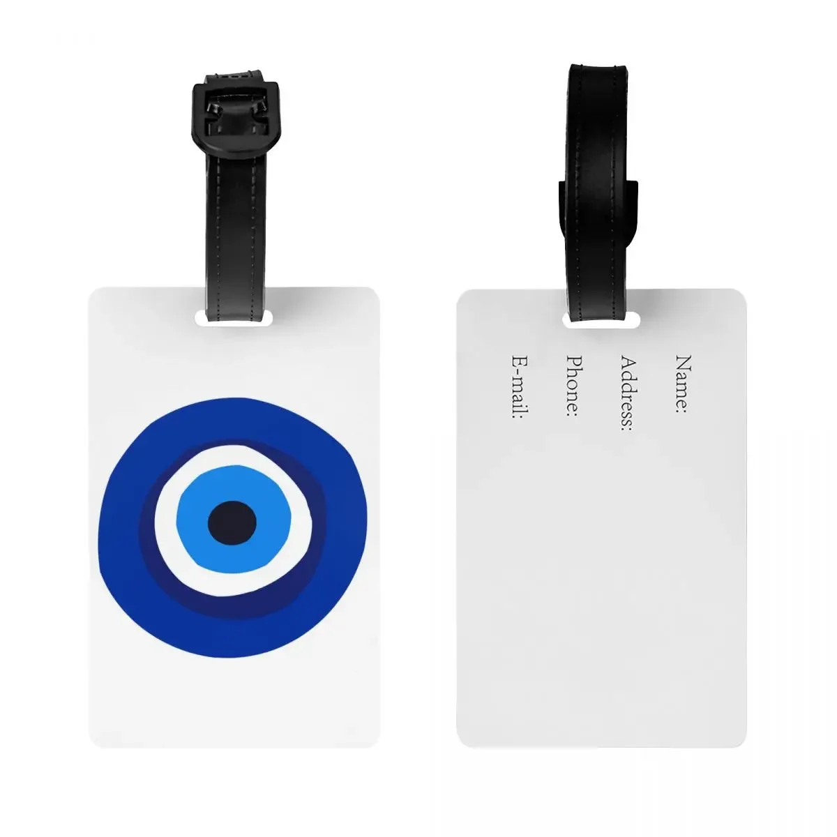 Custom Greek Turkish Evil Eye Luggage Tag With Name Card Mediterranean Style Privacy Cover ID Label for Travel Bag Suitcase