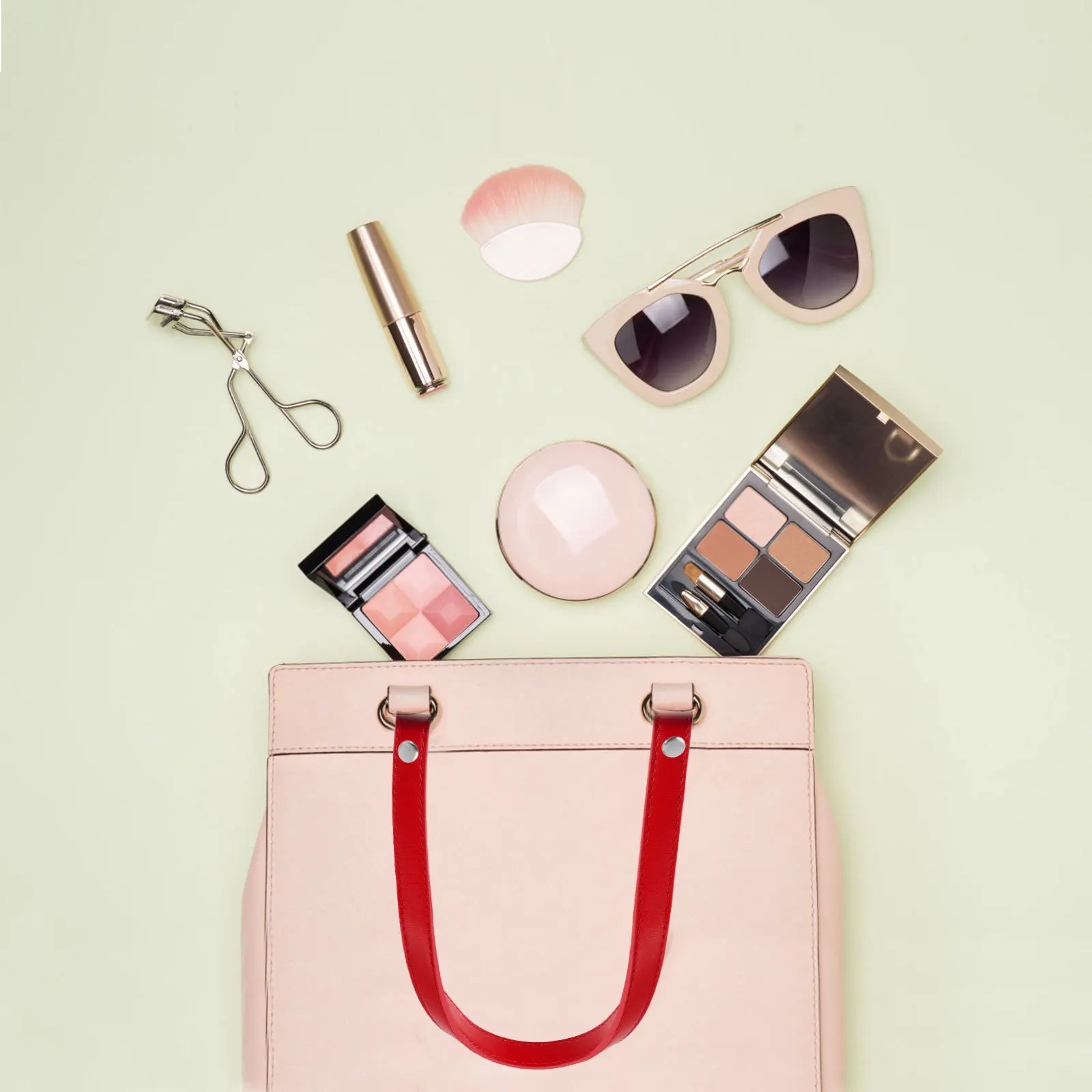 

2Set Lightweight PU Handbag Strap DIY Bag Handle Replacement with Rivets Smooth Comfortable Shoulder Belt for Tote Bags