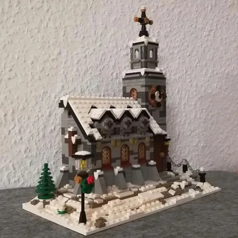 1074PCS Building blocks MOC-58208 Christmas Winter Cottage Church set Mosaic building Street View series made in China