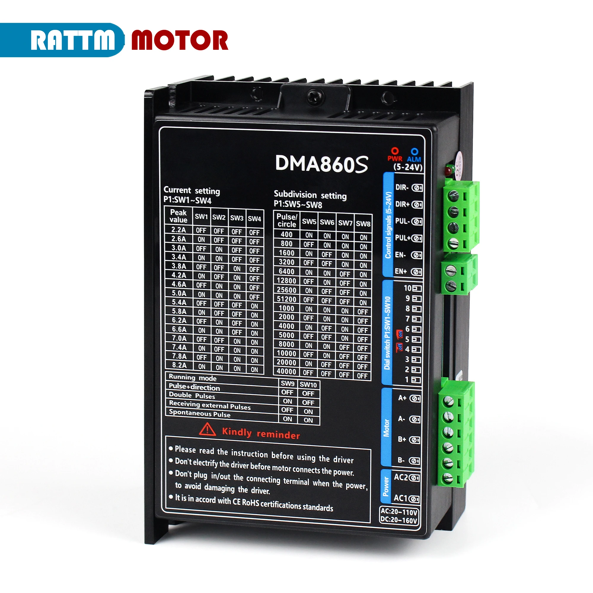 Imagem -02 - Motorista do Motor Deslizante Nema34 Dma860s 2.2a8.2a 18110v C.a. 18-160v C.c. Cnc