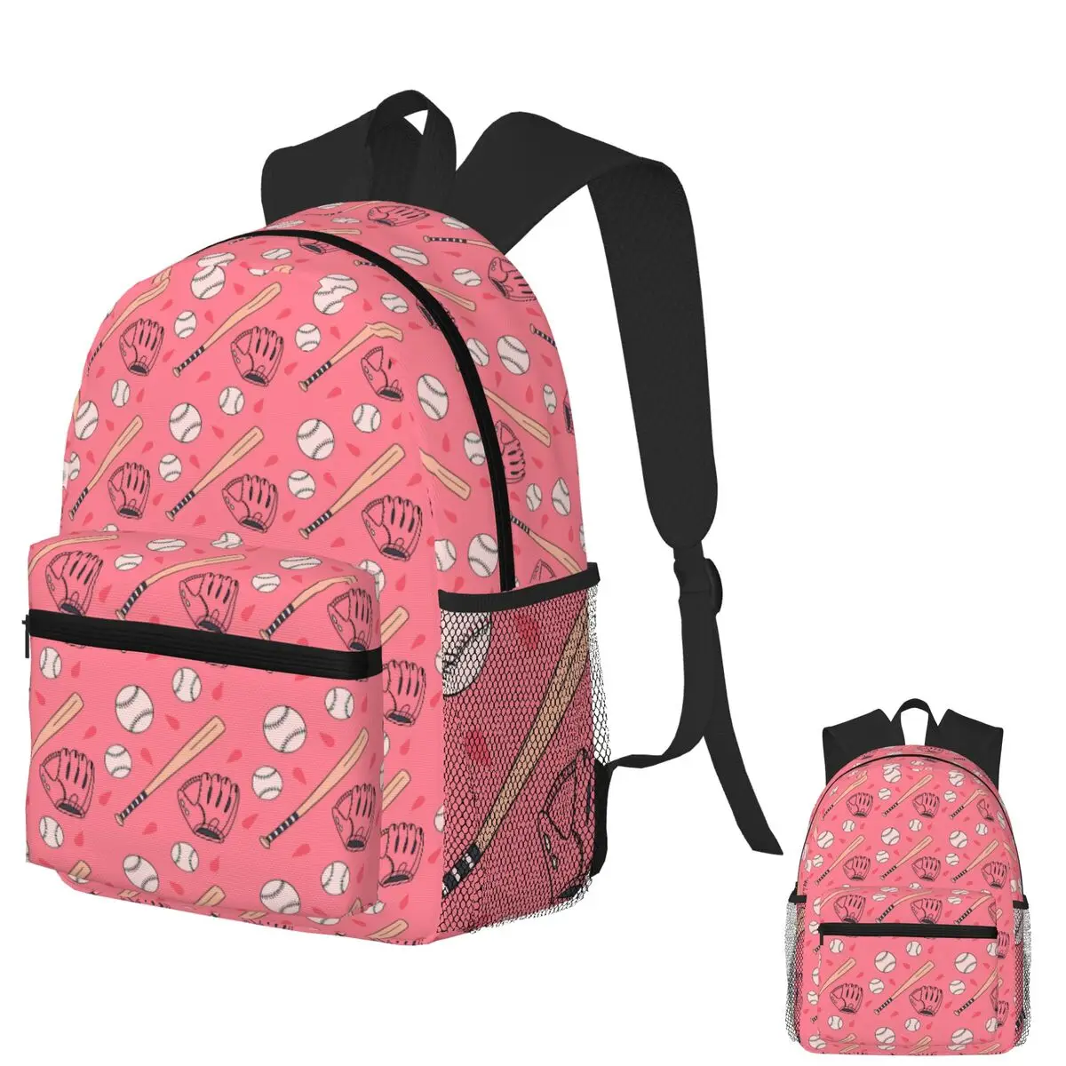 

Vibrant Pink Baseball Icons In Motion Backpack Daypack Large Capacity Children BookBag School Bag Shoulder Bags for Men Women