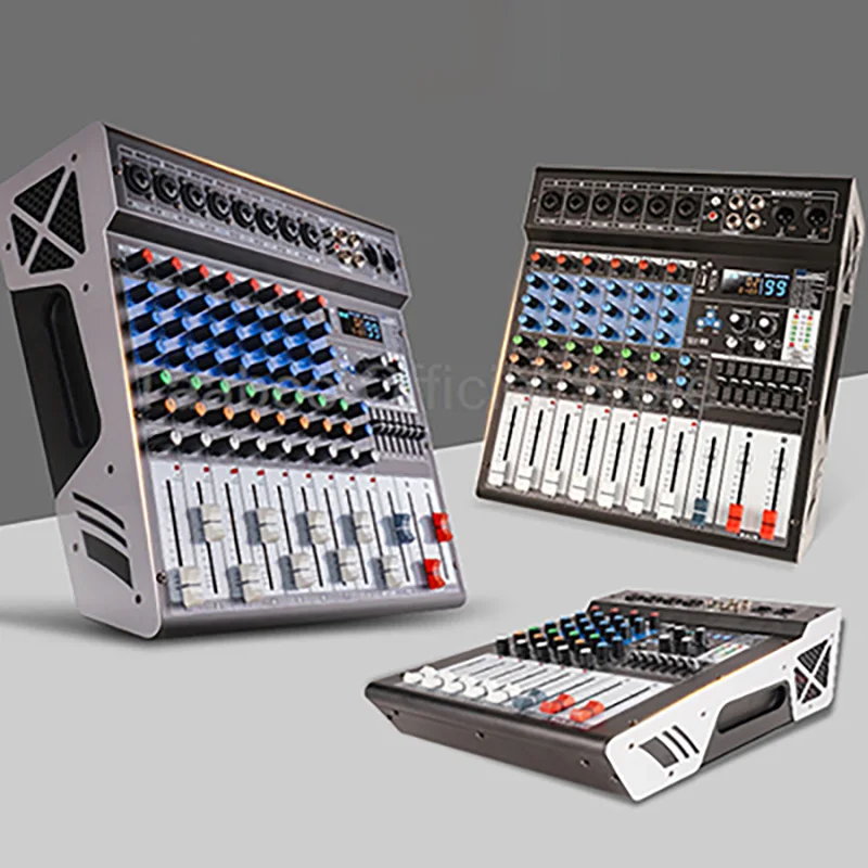4/6/8 Channels Audio Mixer with Power Amplifier Professional Sound Equalizer Mixing Console DJ Eequipment USB Integrated For Bar