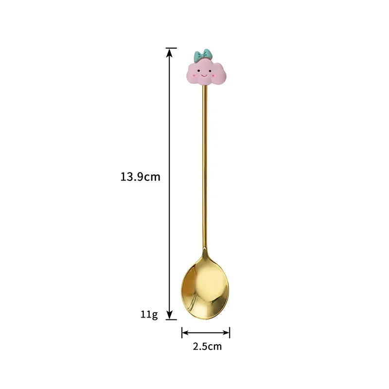 304 Stainless Steel Dessert Spoon Cute Cartoon Cookies Home Ice Cream Spoon Stirring Coffee Spoon Gold Kitchen Accessories