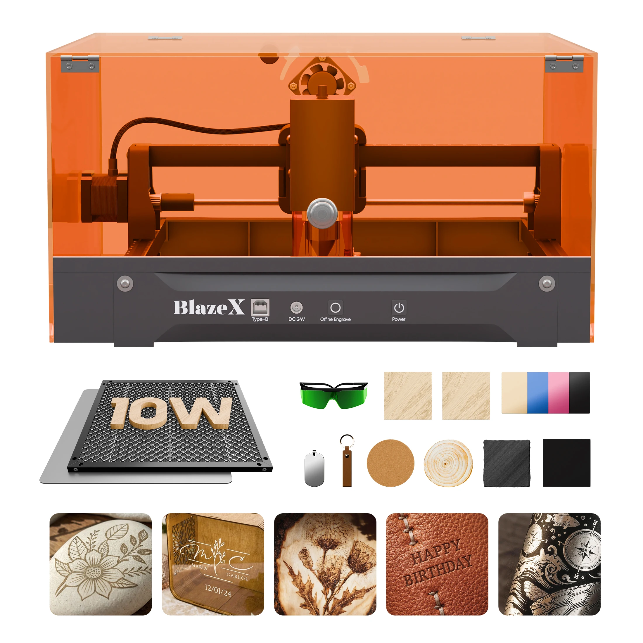 Image of BlazeX M3 10W Lasergraviermaschine mit WLAN, hochpräzises DIY-Gravierwerkzeug-Set für Anfänger, Notstopp-Sicherheitsdesign, optionale Luftpumpe, Rollen- und Booster-Kit, Luftreiniger