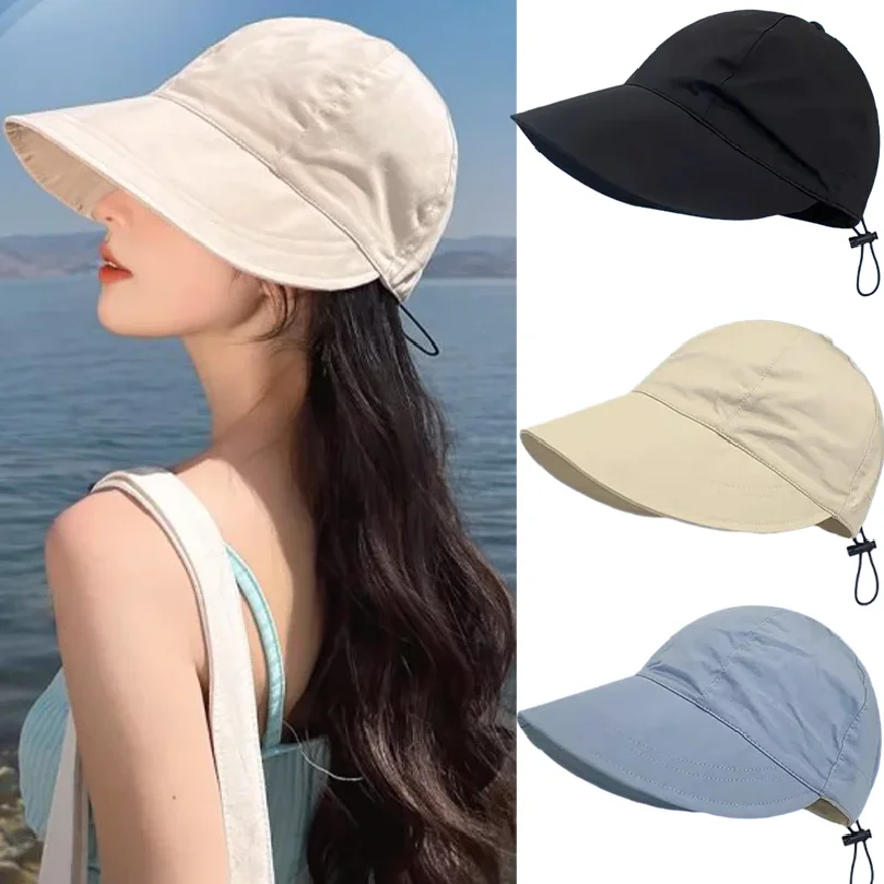 Sombrero de Pescador Plegable para Mujer, Algodón, con Ala Ancha, Ajustable, Protección Solar, para Verano, Playa y Aire Libr
