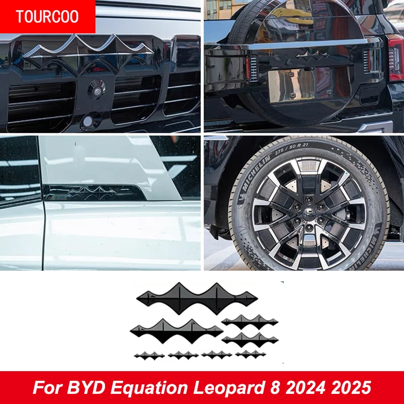 

For BYD Equation Leopard 8 2024 2025 Car Front Emblem Badge Decals Black Badge Logo Emblem Cover Accessories