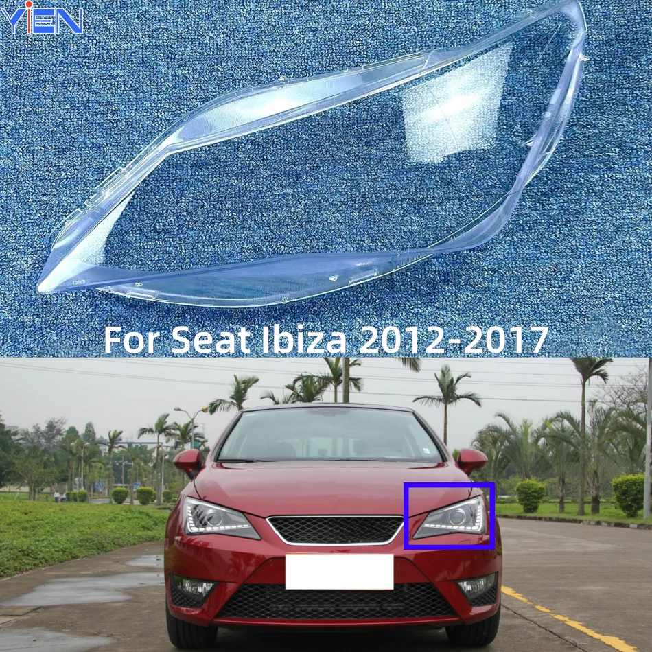 

For Seat Ibiza 2012 to 2017 Transparent Lampshade Headlamp Cover Lens Headlight Lamp Shell Plexiglass
