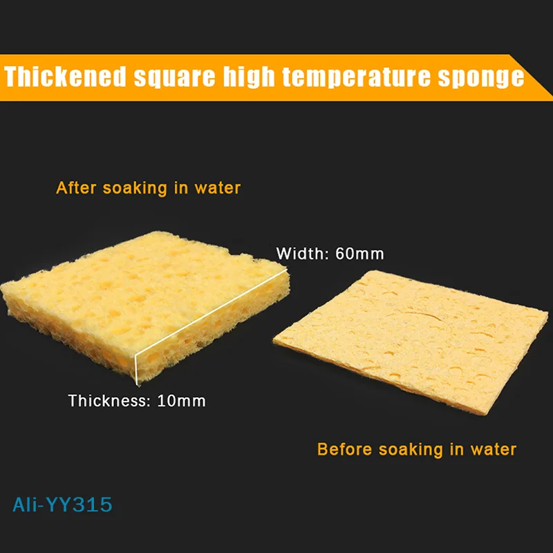 【Y】5 Pz 6*6 CM Saldatura Gialla Spugna Pulita Punta di Saldatura Spugne per Pulizia Cleaner Pad Dissaldatura Saldatore Accessori