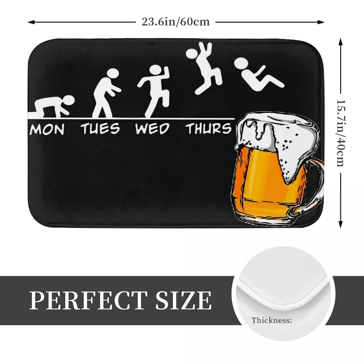 Mon Tues Wed Thurs Friday Beer Day Bath Mat Alcoholic Bathroom Carpet for Shower Home Entrance Absorbent Floor Mat Toilet Pad