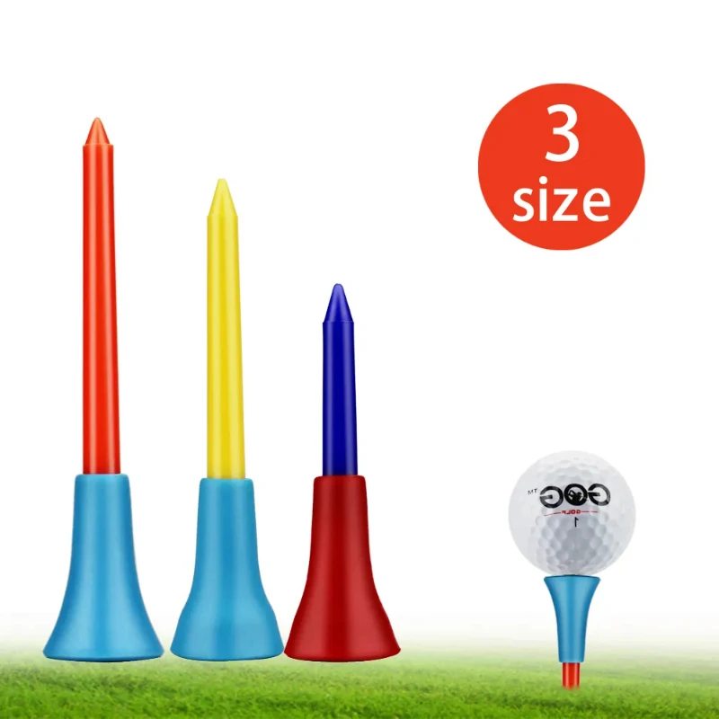 Almofada de borracha Top Plastic Golf Tees, cores misturadas, Tees prática do golfe, cor aleatória, tamanho 3, 30pcs