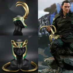 Superhero Helmet with Horns Movie Thor 3 Ragnarok Loki Laufeyson PVC Mask Cosplay Halloween Costumes Props for Adult Kids