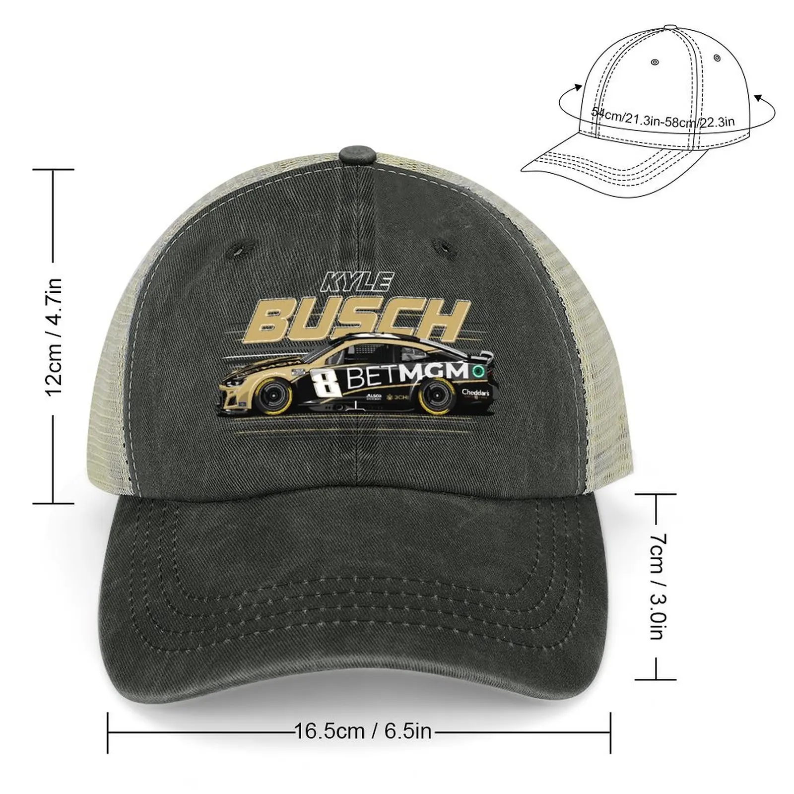 Kyle Busch 2023 No. 8 Camaro Patriotic Cowboy Hat Golf Hat Golf Horse Hat Sun For Children Men Caps Women's