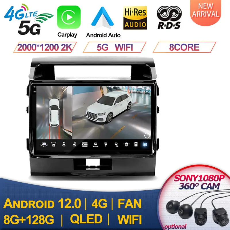 

Автомагнитола для Toyota Land Cruiser 200, 2007-2015, 10,1 дюйма, Android, мультимедийный проигрыватель, навигация, GPS, беспроводной Carplay, DSP, Wi-Fi