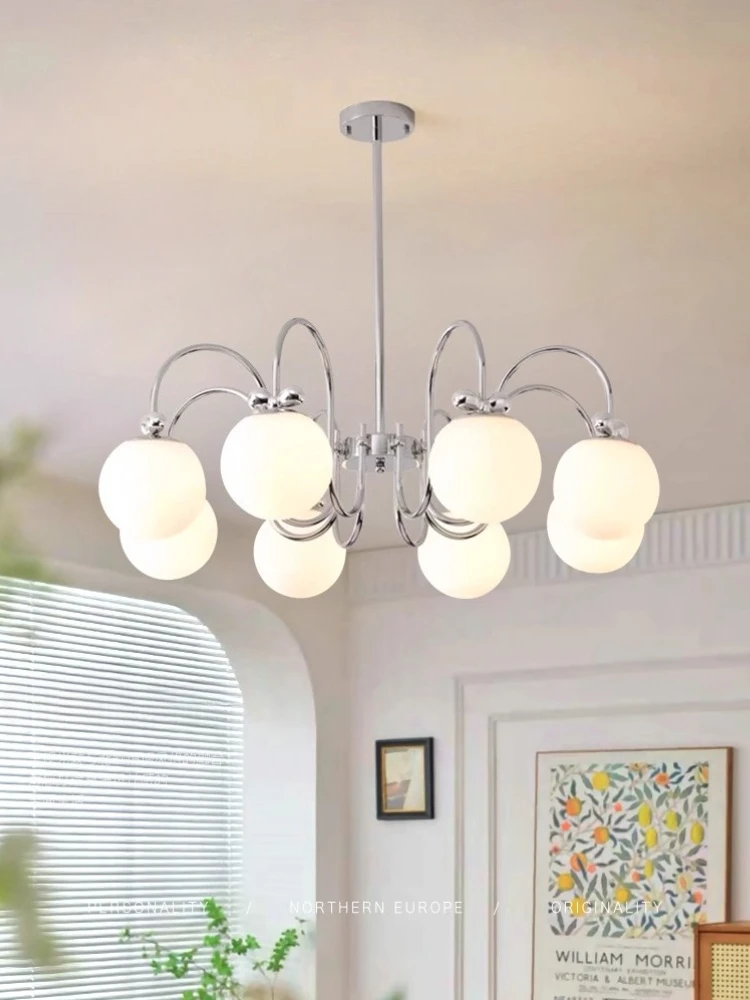 Middle Bauhaus living room pendant light creative bow restaurant light French cream style bedroom magic bean lamp