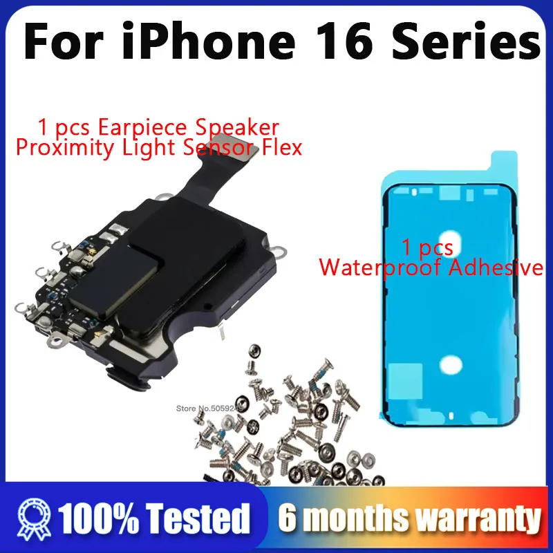 

Протестированный динамик для iPhone 16 Plus Pro/16 Pro Max, датчик приближения, звуковой динамик, гибкий кабель, детали телефона
