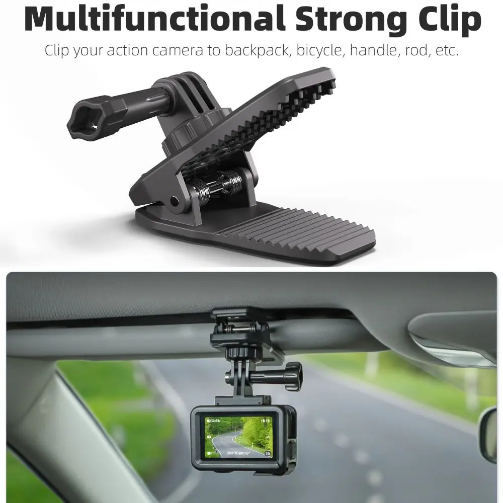 Magnetic Backpack Clip Clamp 360° Rotation Durable Car Sun Visor Clip Mount Stable for DJI Osmo Action/Insta360/GoPro